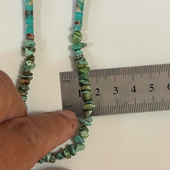 Southwest Heishi  Jasper/ Turquoise Necklace 20” Sterling Silver Clasp - Picture 3 of 7